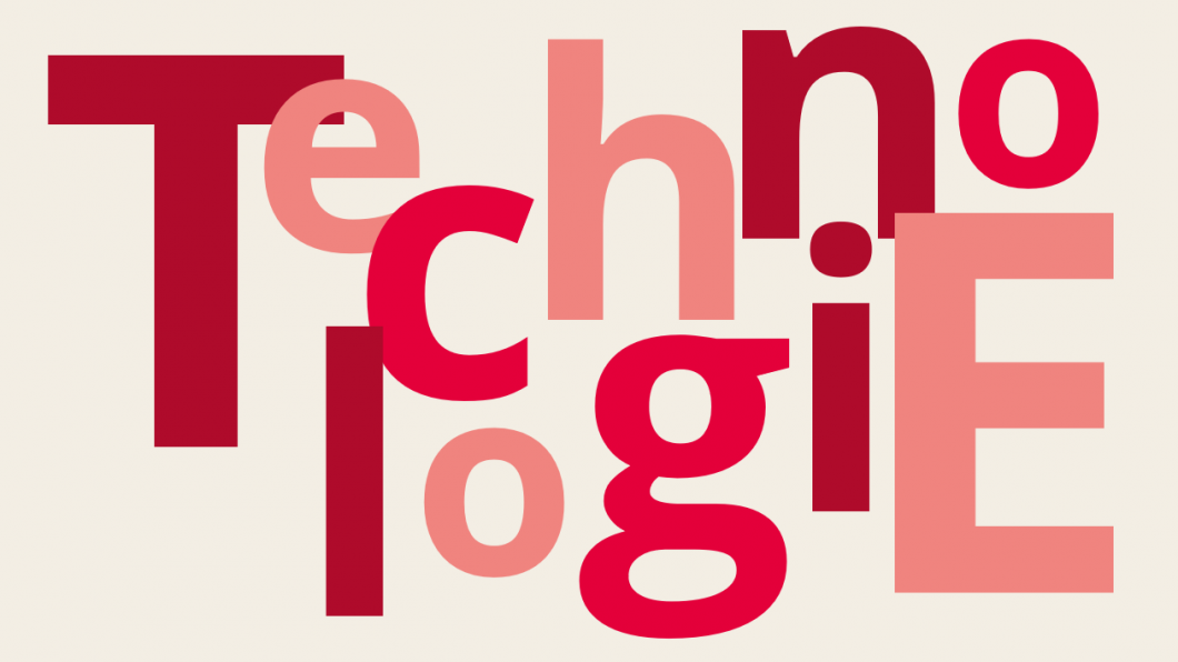 Letters die het woord 'technologie' vormen
