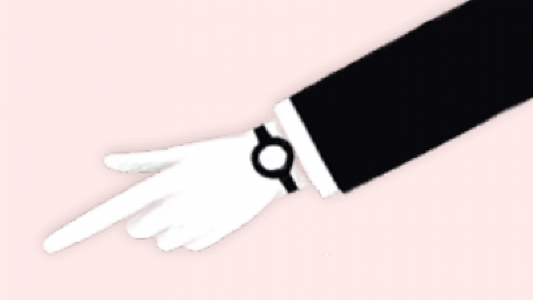 Illustratie van wijzende hand met horloge