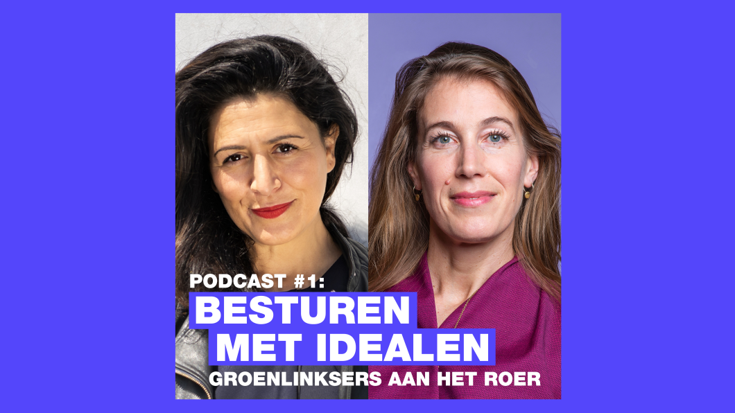 Artwork podcast Besturen met idealen met Corinne Ellemeet.
