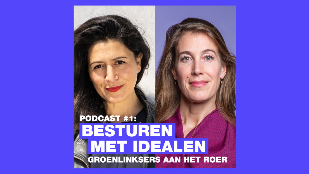 Artwork podcast Besturen met idealen met Corinne Ellemeet. 