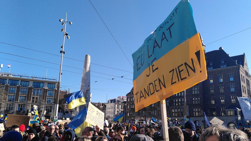 demonstratie voor solidariteit met Oekraïne