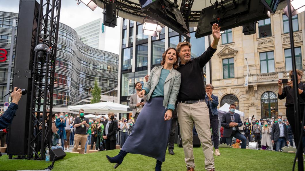 Annalena Baerbock en Robert Habeck in Düsseldorf.