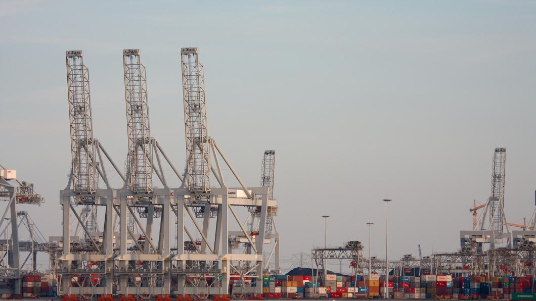 Hijskranen en containers in de haven van Rotterdam