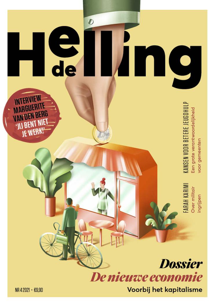 Coverillustratie van de winter-Helling 2021 met als thema de nieuwe economie.