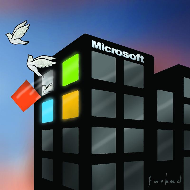 Gebouw-Microsoft-met-twee-duiven