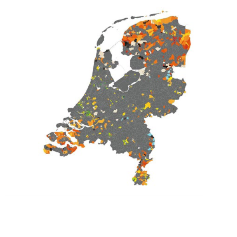 Kaart met klimaatkwetsbare wijken in Nederland