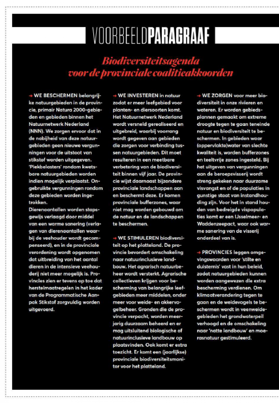 Voorbeeldparagraaf biodiversiteitsagenda provinciale coalitieakkoorden.
