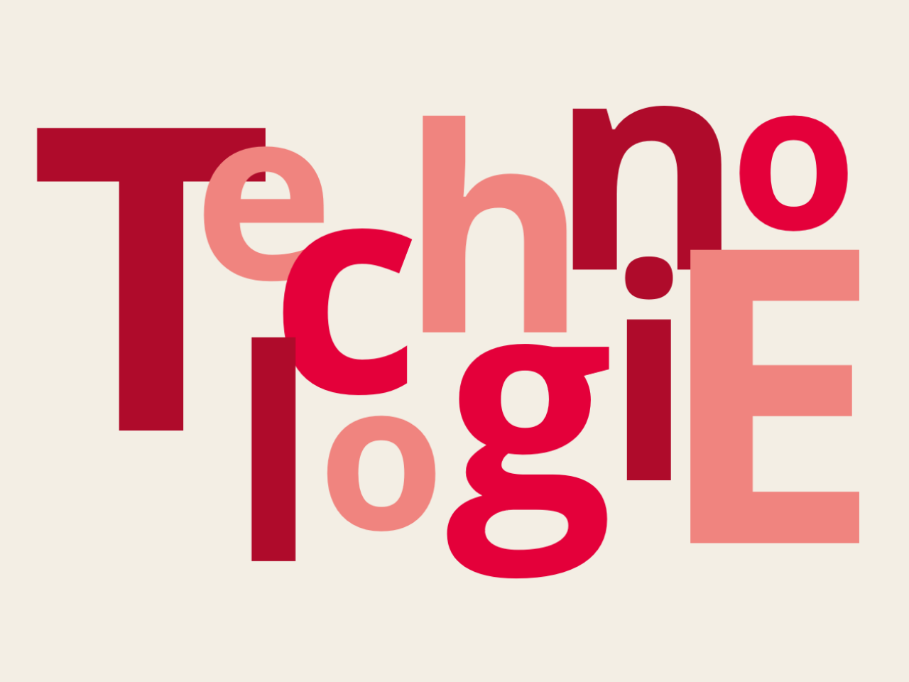 Letters die het woord 'technologie' vormen