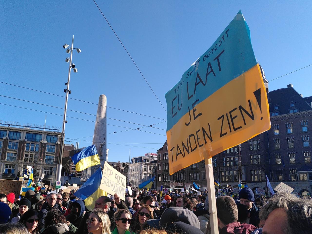 demonstratie voor solidariteit met Oekraïne