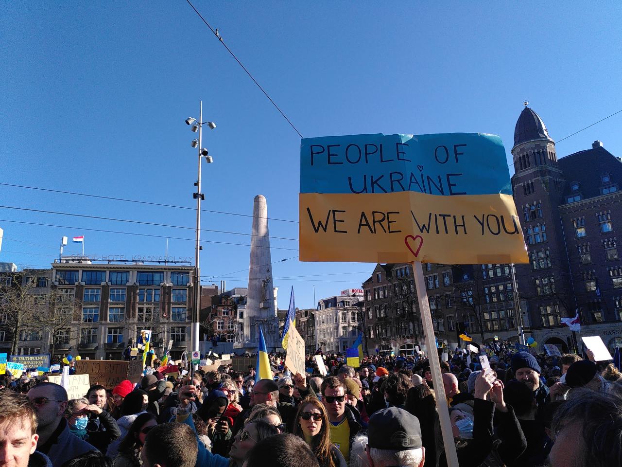 demonstratie voor solidariteit met Oekraïne