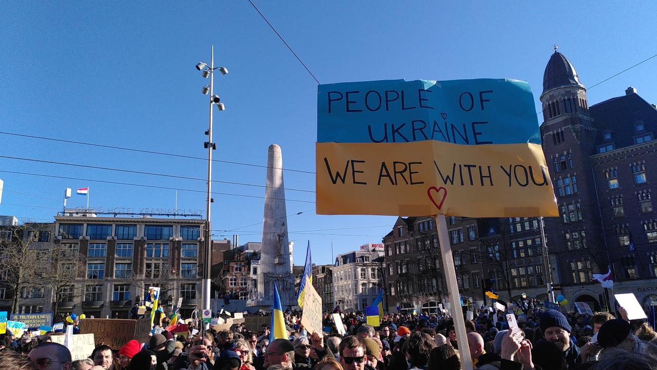 demonstratie voor solidariteit met Oekraïne