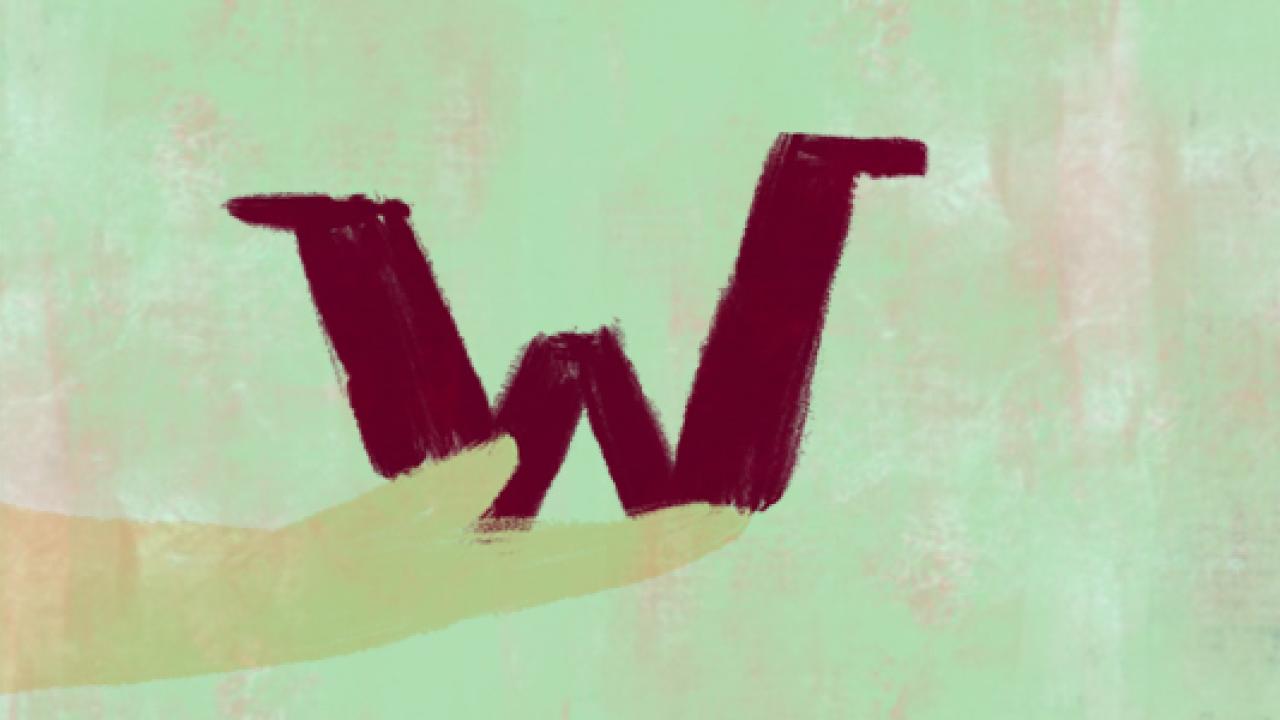 Illustratie van een hand die de W van WBGL ondersteunt. 