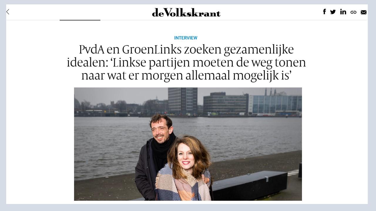 Noortje Thijssen en Tim 'S Jongers in de Volkskrant, 30 januari 2023